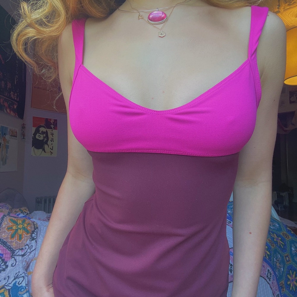 Never Worn FREE PEOPLE hudson mini slip dress in port royal fuschia combo